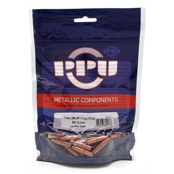 Prvi Partizan 28 Caliber, 7mm (.284 Diameter) Bullets 174 grain Spire Point Bag of 50