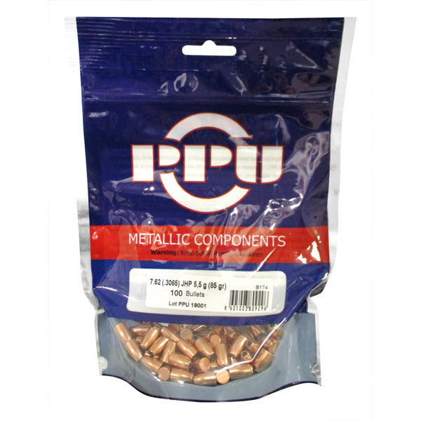 Prvi Partizan 30 Caliber (.308 Diameter) Bullets 85 grain Jacketed Hollow Point Bag of 100