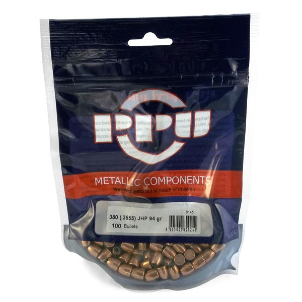 Prvi Partizan 9mm (.355 Diameter) Bullets 94 grain Jacketed Hollow Point Bag of 100