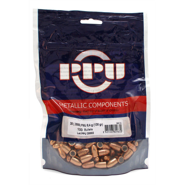 Prvi Partizan 9mm (.355 Diameter) Bullets 130 grain Full Metal Jacket Bag of 100