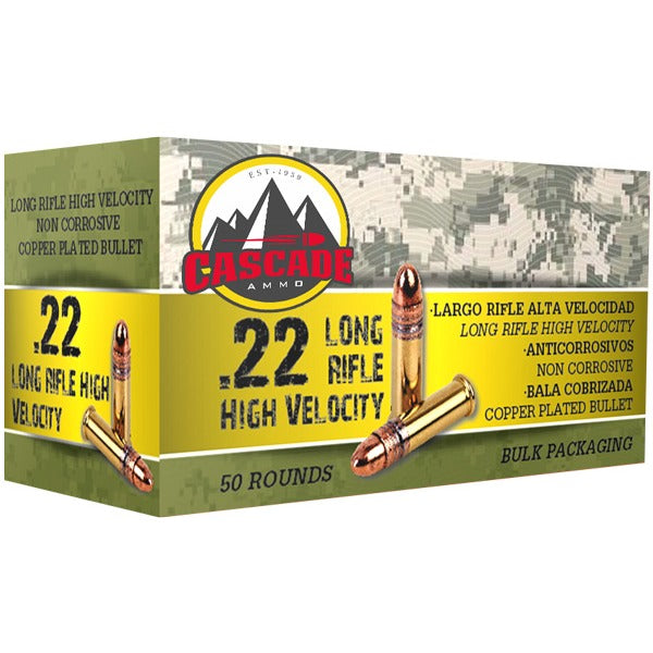 Cascade 22 Long Rifle Ammunition 40 Grain Copper Plated Round Nose Box of 50