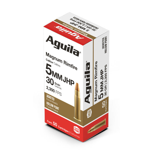 Aguila 5mm Remington Rimfire Magnum Ammunition 30 Grain Jacketed Hollow Point Box of 50