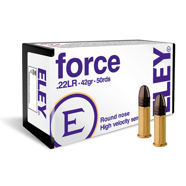Eley Force 22 Long Rifle Ammunition 42 Grain Lead Round Nose Box of 50