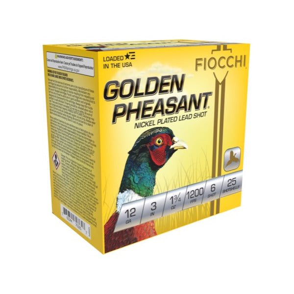 Fiocchi Golden Pheasant 12 Gauge Ammunition 3" #6 1-3/4 oz 1200 fps Nickel Plated Box of 25