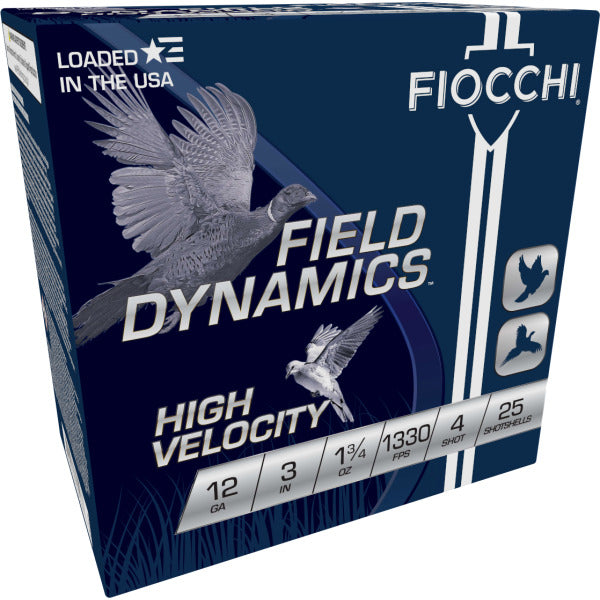 Fiocchi Field Dynamics 12 Gauge Ammunition 3" #4 1-3/4 oz 1330 fps Box of 25