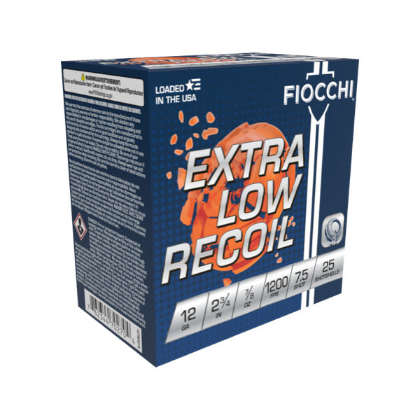 Fiocchi Extra Low Recoil 12 Gauge Ammunition 2-3/4" #7.5 7/8 oz 1200 fps Case of 250
