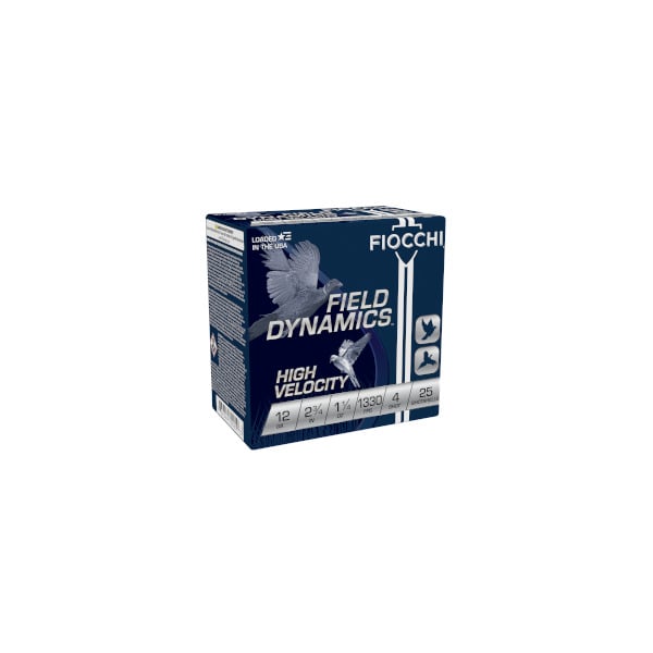Fiocchi Field Dynamics 12 Gauge Ammunition 2-3/4" #4 1-1/4 oz 1330 fps Box of 25