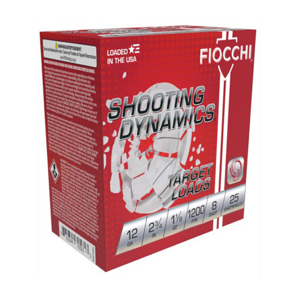 Fiocchi Shooting Dynamics 12 Gauge Ammunition 2-3/4" #8 1-1/8 oz 1200 fps Case of 250