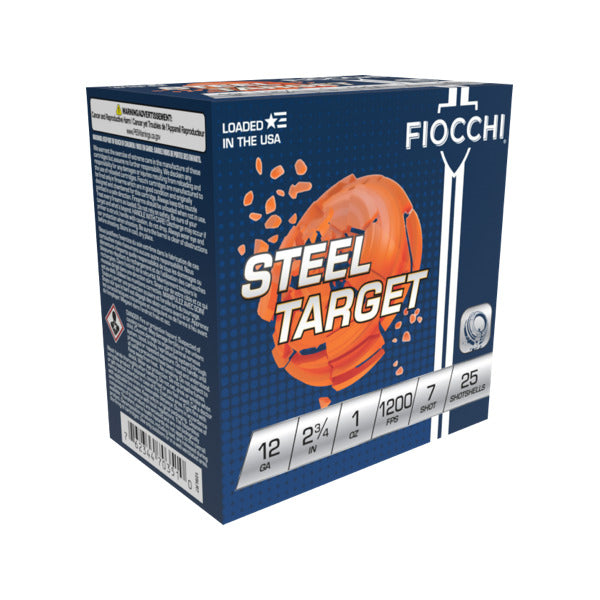 Fiocchi Steel Target 12 Gauge Ammunition 2-3/4" #7 1 oz 1200 fps Steel Steel Shot Box of 25