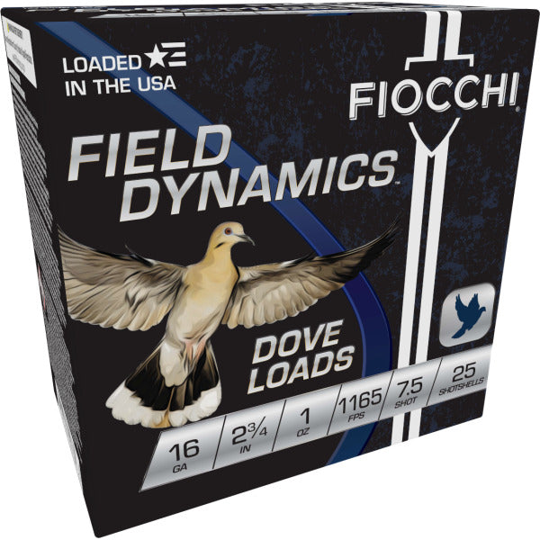 Fiocchi Field Dynamics 16 Gauge Ammunition 2-3/4" #7.5 1 oz 1165 fps Box of 25