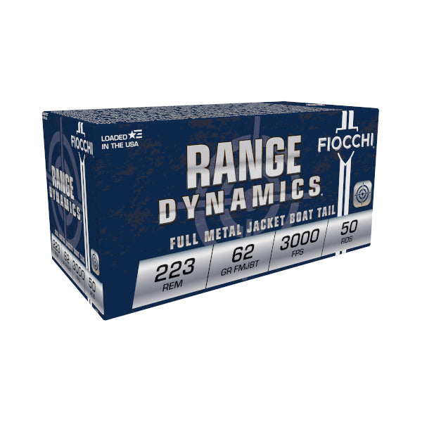Fiocchi Range Dynamics 223 Remington Ammunition 62 Grain Full Metal Jacket Box of 50