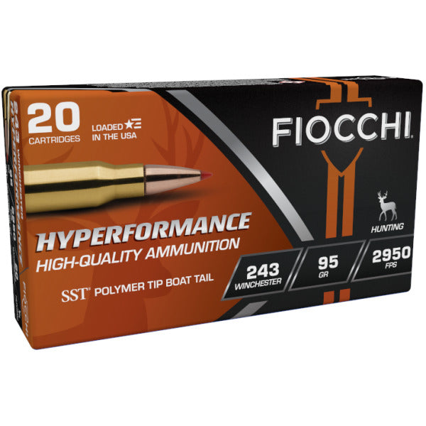 Fiocchi Hyperformance 243 Winchester Ammunition 95 Grain Hornady SST Polymer Tip Box of 20