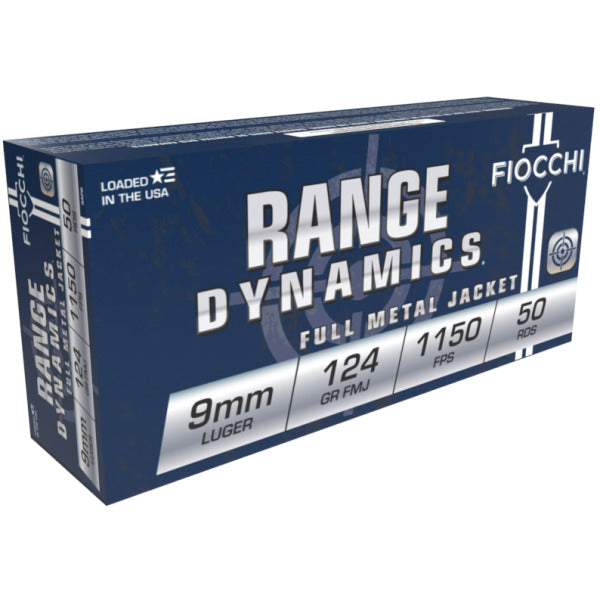 Fiocchi Range Dynamics 9mm Luger Ammunition 124 Grain Full Metal Jacket Box of 50