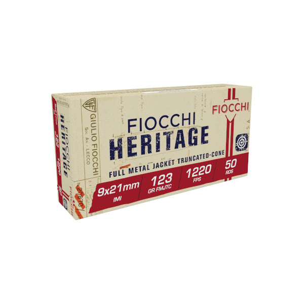 Fiocchi Heritage 9x21mm Ammunition 123 Grain Full Metal Jacket Box of 50
