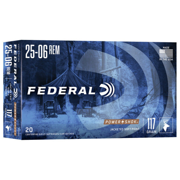 Federal Premium Power-Shok 25-06 Remington Ammunition 117 Grain Spire Point Box of 20