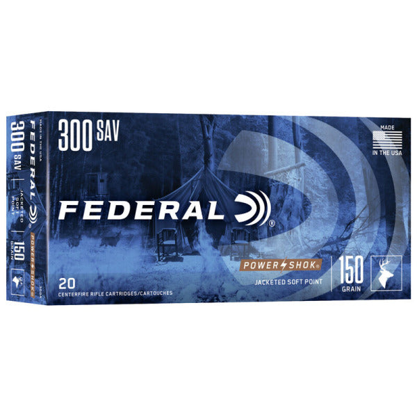 Federal Premium Power-Shok 300 Savage Ammunition 150 Grain Spire Point Box of 20