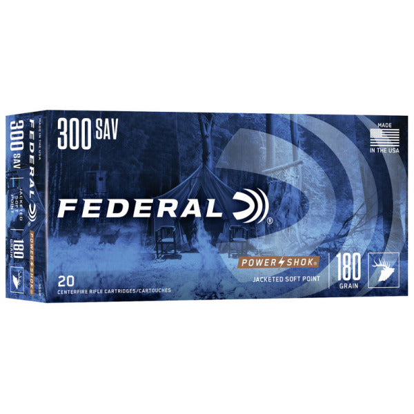 Federal Premium Power-Shok 300 Savage Ammunition 180 Grain Spire Point Box of 20