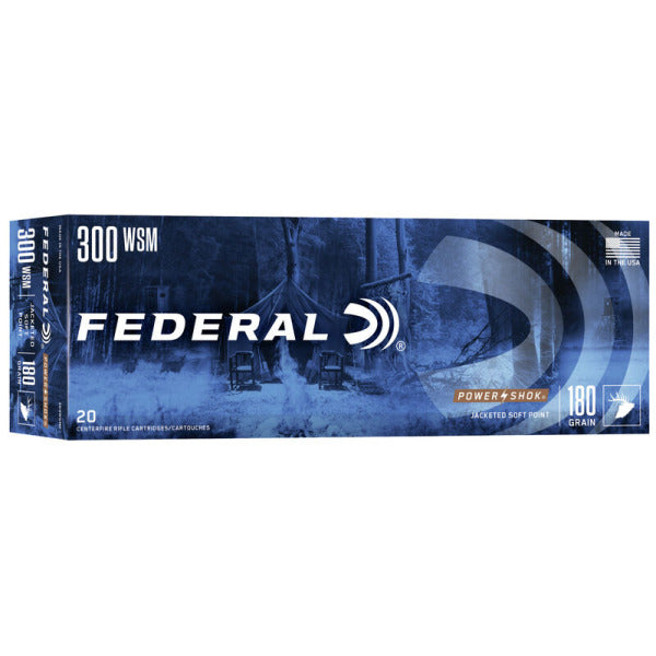 Federal Premium Power-Shok 300 WSM (Winchester Short Magnum) Ammunition 180 Grain Jacketed Soft Point Box of 20