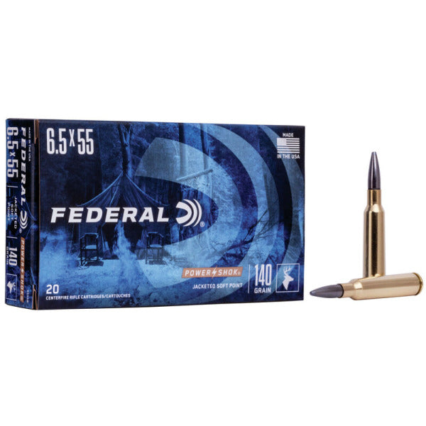 Federal Premium Power-Shok 6.5x55mm Ammunition 140 Grain Jacketed Soft Point Box of 20