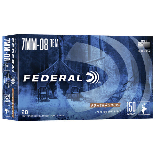 Federal Premium Power-Shok 7mm-08 Remington Ammunition 150 Grain Spire Point Box of 20