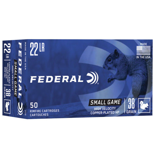 Federal Premium Small Game 22 Long Rifle Ammunition 38 Grain Jacketed Hollow Point Box of 50