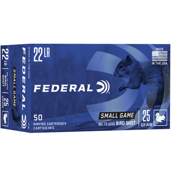 Federal Premium Small Game 22 Long Rifle Ammunition 25 Grain #12 Shot Box of 50
