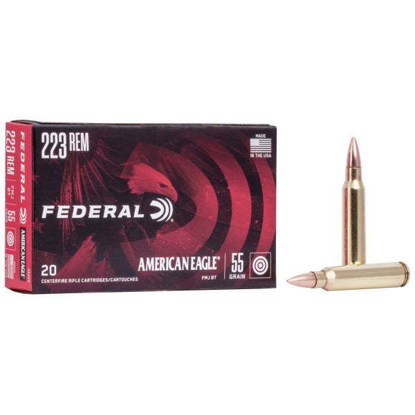Federal Premium American Eagle 223 Remington Ammunition 55 Grain Full Metal Jacket Boat Tail Box of 20