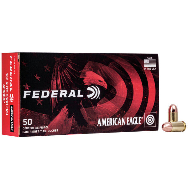 Federal Premium American Eagle 380 ACP Ammunition 95 Grain Full Metal Jacket Box of 50