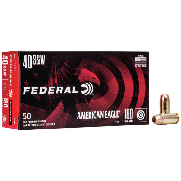 Federal Premium American Eagle 40 S&W Ammunition 180 Grain Full Metal Jacket Box of 50
