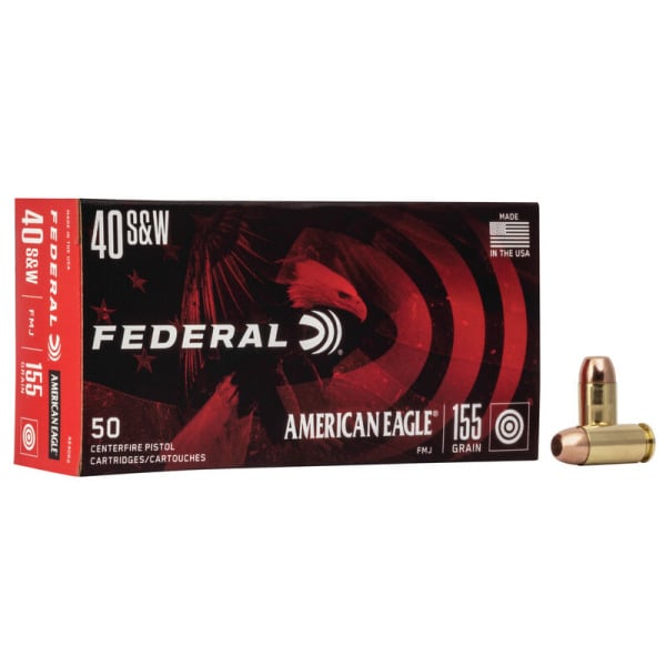 Federal Premium American Eagle 40 S&W Ammunition 155 Grain Full Metal Jacket Box of 50