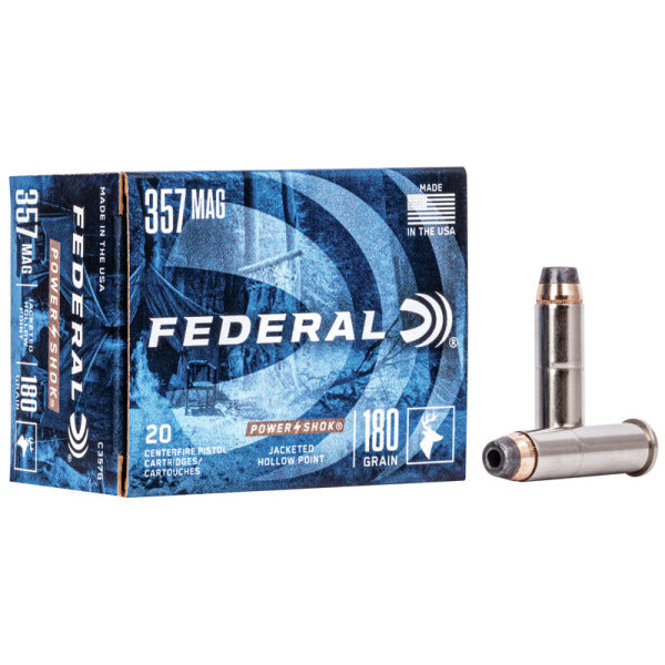 Federal Premium Power-Shok 357 Magnum Ammunition 180 Grain Jacketed Hollow Point Box of 20