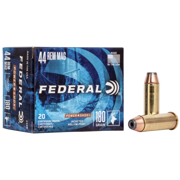 Federal Premium Power-Shok 44 Remington Magnum Ammunition 180 Grain Jacketed Hollow Point Box of 20