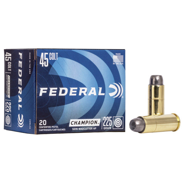Federal Premium Champion 45 Colt (Long Colt) Ammunition 225 Grain Semi Wad Cutter Box of 20