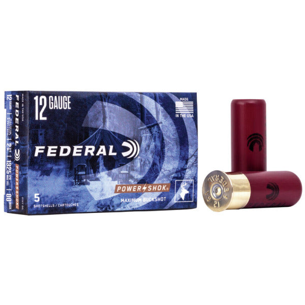 Federal Premium Power-Shok 12 Gauge Ammunition 2-3/4" #00 1-3/16 oz 1325 fps Buckshot Box of 5