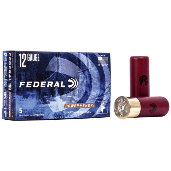 Federal Premium Power-Shok 12 Gauge Ammunition 2-3/4" #4B 1-1/4 oz 1325 fps Buckshot Box of 5