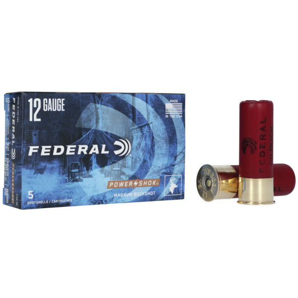 Federal Premium Power-Shok 12 Gauge Ammunition 2-3/4" #00 1-7/16 oz 1290 fps Buckshot Box of 5