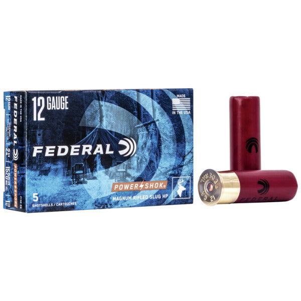 Federal Premium Power-Shok 12 Gauge Ammunition 2-3/4" 1-1/4 oz 1520 fps Rifled Slug Box of 5