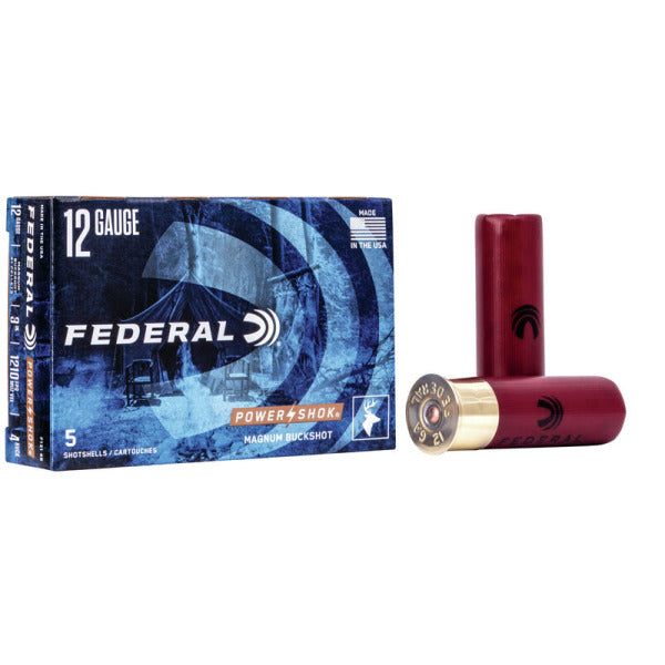 Federal Premium Power-Shok 12 Gauge Ammunition 3" #4 1-15/16 oz 1210 fps Buckshot Box of 5