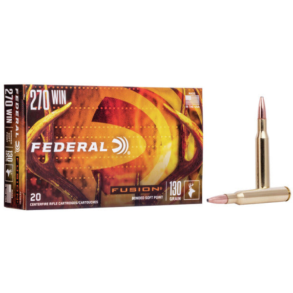 Federal Premium Fusion 270 Winchester Ammunition 130 Grain Polymer Tip Box of 20