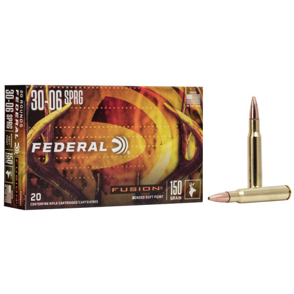 Federal Premium Fusion 30-06 Springfield Ammunition 150 Grain Polymer Tip Box of 20