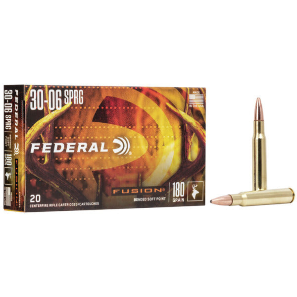 Federal Premium Fusion 30-06 Springfield Ammunition 180 Grain Polymer Tip Box of 20