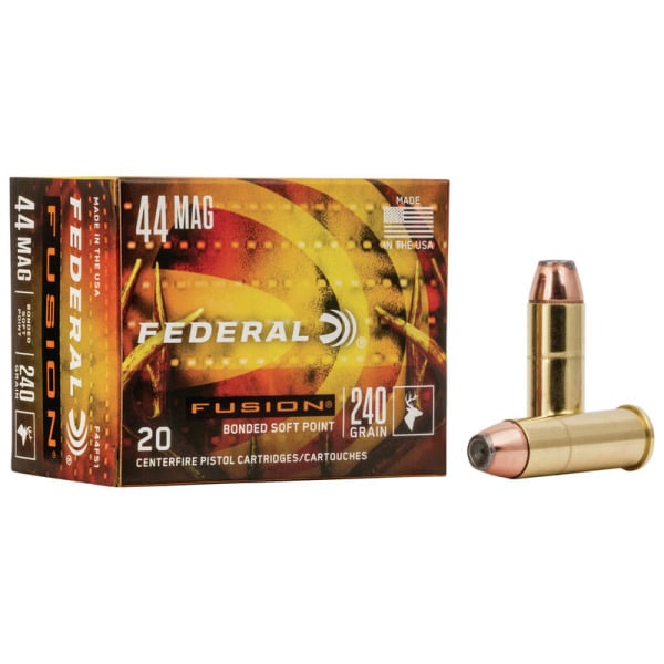 Federal Premium Fusion 44 Remington Magnum Ammunition 240 Grain Bonded Jacketed Soft Point Box of 20