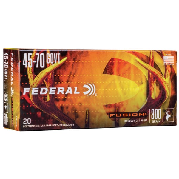 Federal Premium Fusion 45-70 Gov't Ammunition 300 Grain Bonded Jacketed Soft Point Box of 20