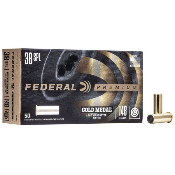 Federal Premium Gold Medal 38 Special Ammunition 148 Grain Wad Cutter Box of 50