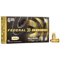 Federal Premium Gold Medal 45 ACP Ammunition 185 Grain Semi Wad Cutter Box of 50