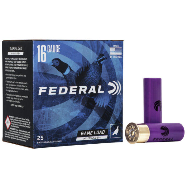 Federal Premium Game Load Hi-Brass 16 Gauge Ammunition 2-3/4" #6 1-1/8 oz 1295 fps Box of 25