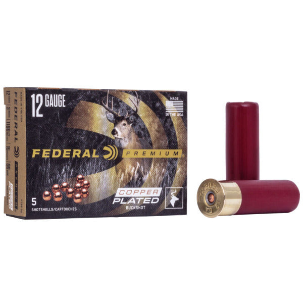 Federal Premium Copper Plated 12 Gauge Ammunition 3" #00 1-7/8 oz 1100 fps Buckshot Box of 5