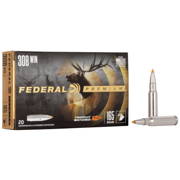 Federal Premium Trophy Bonded 308 Winchester Ammunition 165 Grain Polymer Tip Box of 20