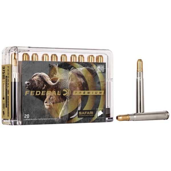 Federal Premium Safari 375 H&H Magnum Ammunition 300 Grain Trophy Bonded Sledgehammer Solid Box of 20