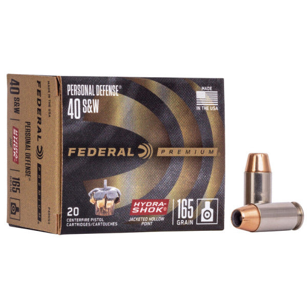 Federal Premium Personal Defense 40 S&W Ammunition 165 Grain Jacketed Hollow Point Box of 20